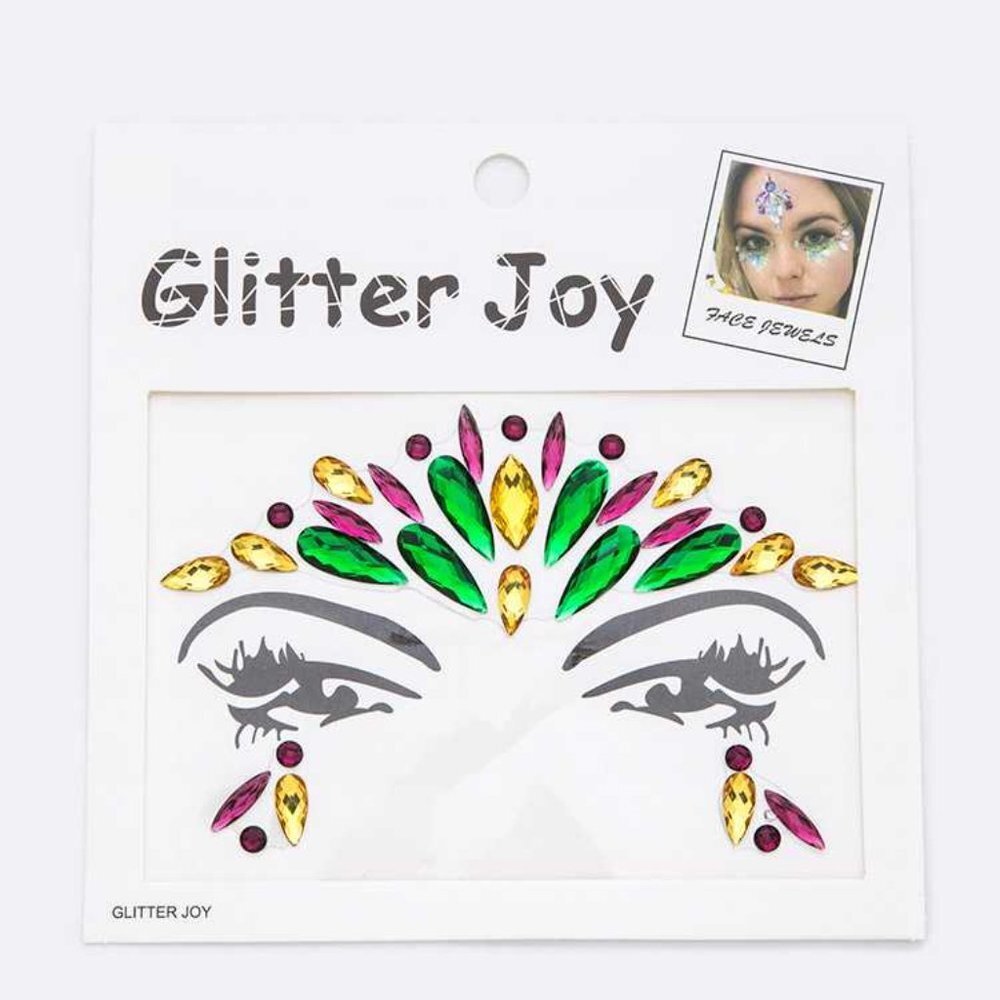 Mardi Gras Face Jewels Crystal Bling Rose Gold Sticker